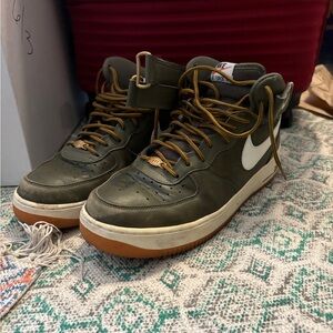 Nike Air Force 1 Green and White Sneakers